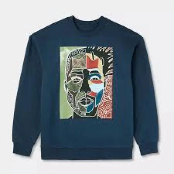 Target Sweaters Target Blue Crewneck Sweater With Abstract